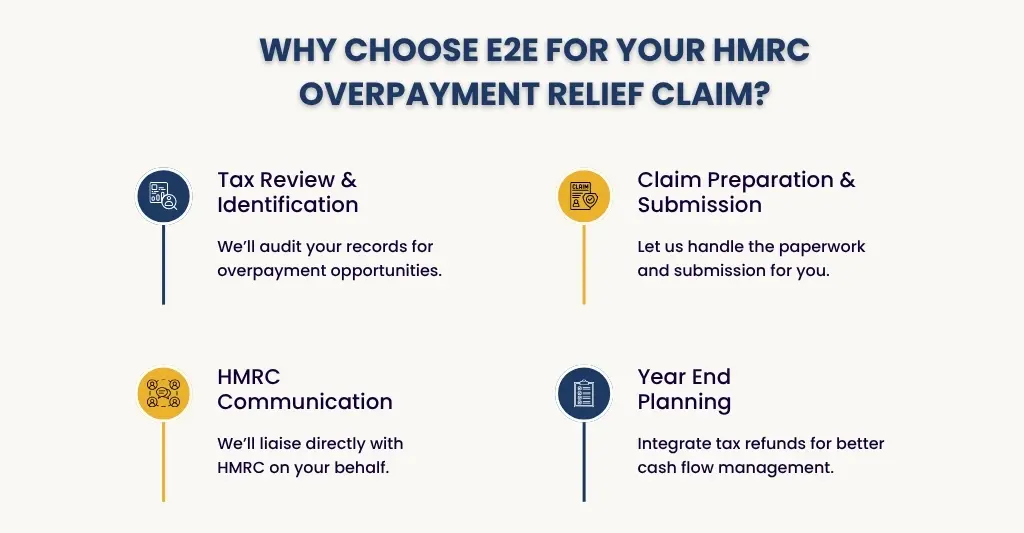 Why choose E2E for your HMRC Overpayment Relief claim